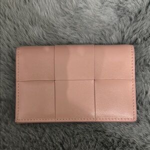 Dusty Pink Woven Wallet Card Holder Flap